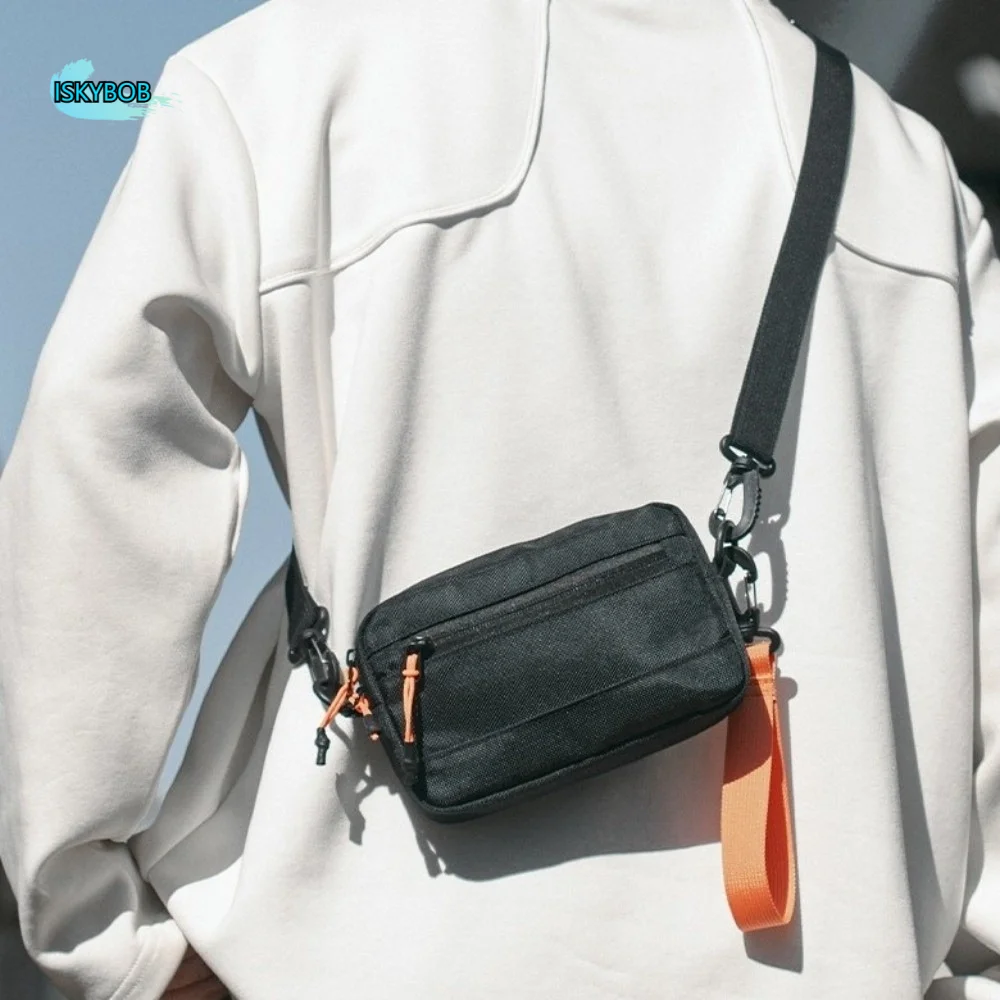 

Square Nylon Crossbody Bag Adjustable Black Single Shoulder Bag Lightweight Wide Shoulder Strap Messenger Bag Men