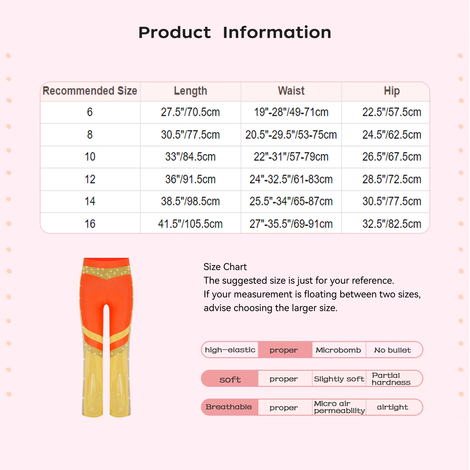 Ginnastica per ragazze Acrobazie Costume da ballo Jazz Danza moderna Pantaloni svasati Cintura elastica Pantaloni a zampa d'elefante color block