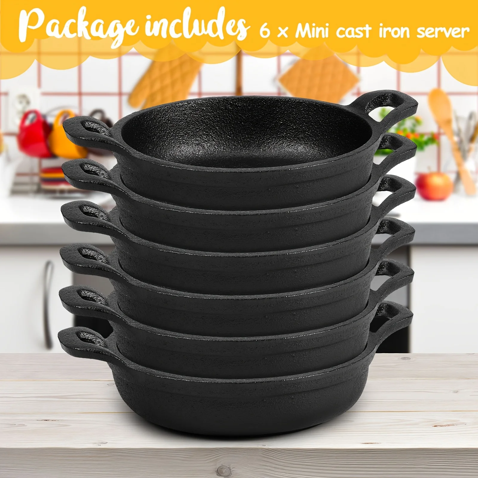 

Ziliny Mini Cast Iron Skillets 5 X 5 X 1.3 Inch Cast Iron Pan Small Ramekin Set Black Casserole Dish Cookware Oven Safe Mini Skillets for Kitchen Indoor Outdoor Picnic (6pcs)
