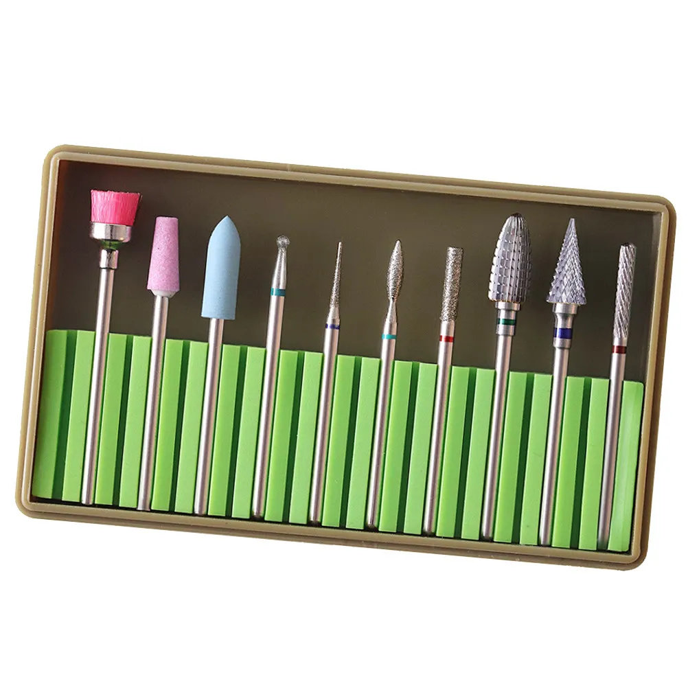 

1Set Nail Drill Bits Set Professional Ceramic Electric Nail Grinding Head Green Compatible for Natural Artificial Nails Manicure