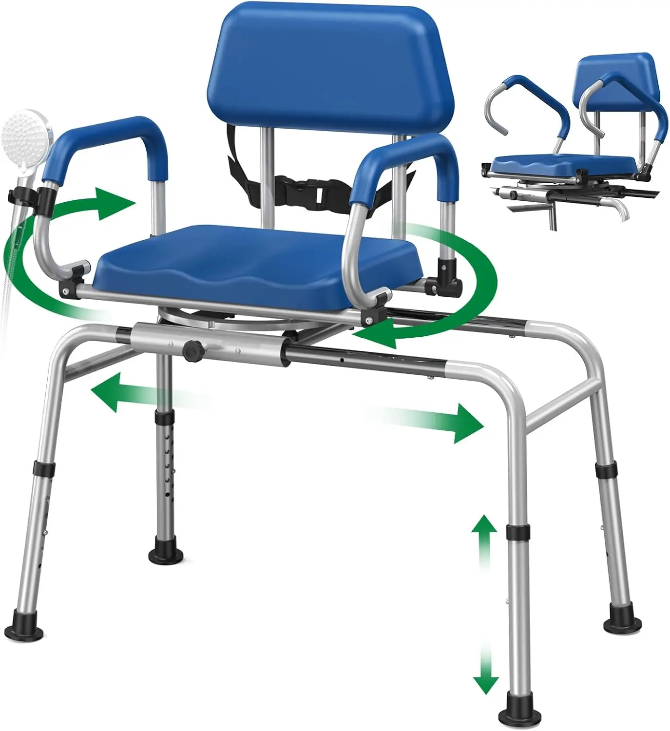 مقعد نقل حوض كرسي الاستحمام المنزلق FSA/HSA لحوض الاستحمام مع مقعد دوار، مقعد دش مبطن بأذرع محورية، H #6