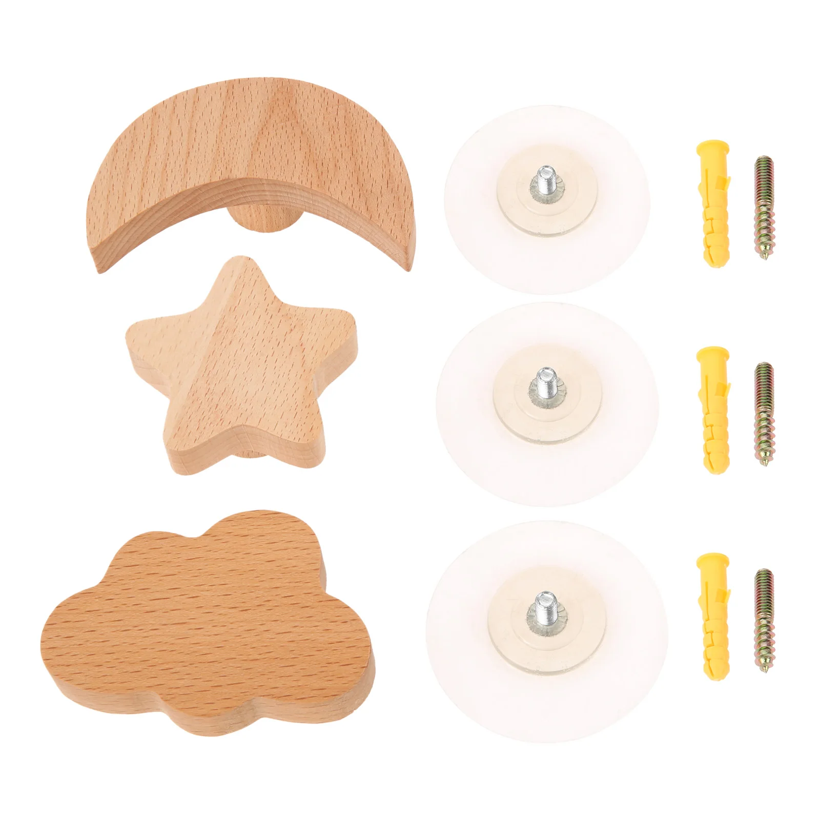 ไม้บีชหน้าแรกตกแต่ง Star Moon Cloud Storage Rack ติดผนัง Wall Coat Hook ไม้แขวนที่ยั่งยืน
