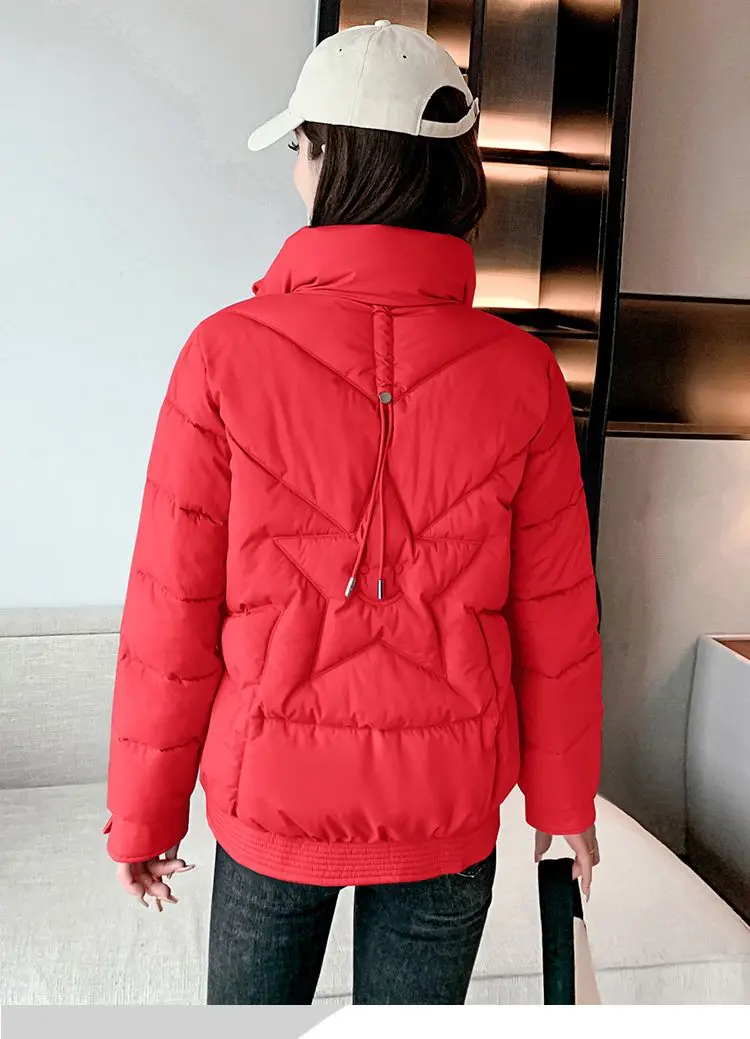 Winter Jacket Women's Stand collar Cotton Warm Coat Korean Loose Ladies Thicken Short Coat Solid Casual Student Jackets Female