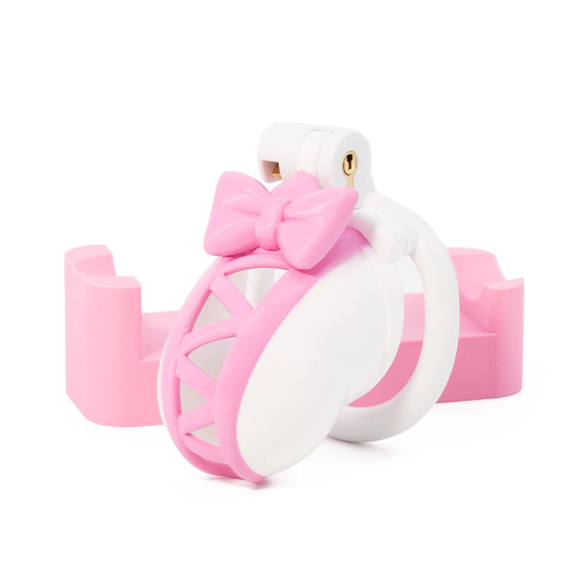Pink Bow Chastity Cages Sissy Gay Two-tone Craft Chastity Locks Male Locks Pseudo Sissy Chastity Device Escape-proof Cheat-proof