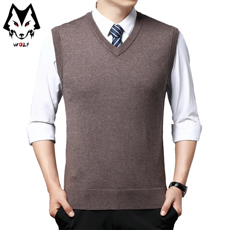 Autumn and Winter New Knitted Fashion Men's Thickened Sweater Tank Top Daily Work Coat Knitted Sweater Tank Top