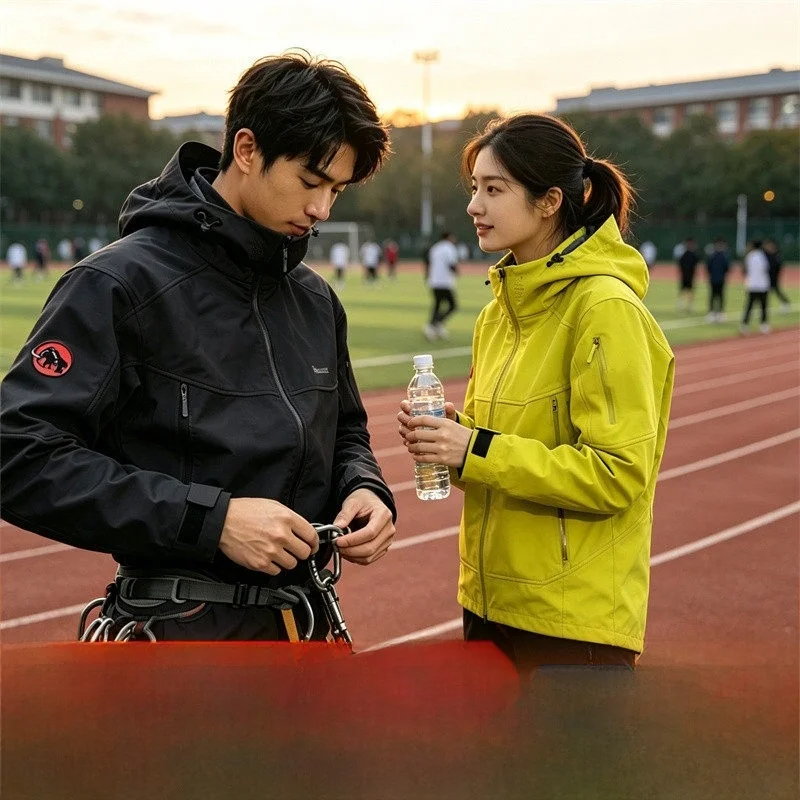 Menomassenxar Dopaamine Colored Fleece Lined Waterproof Outdoor Soft  Jacket Unisex Spring Autumn Hooded Standard Fit