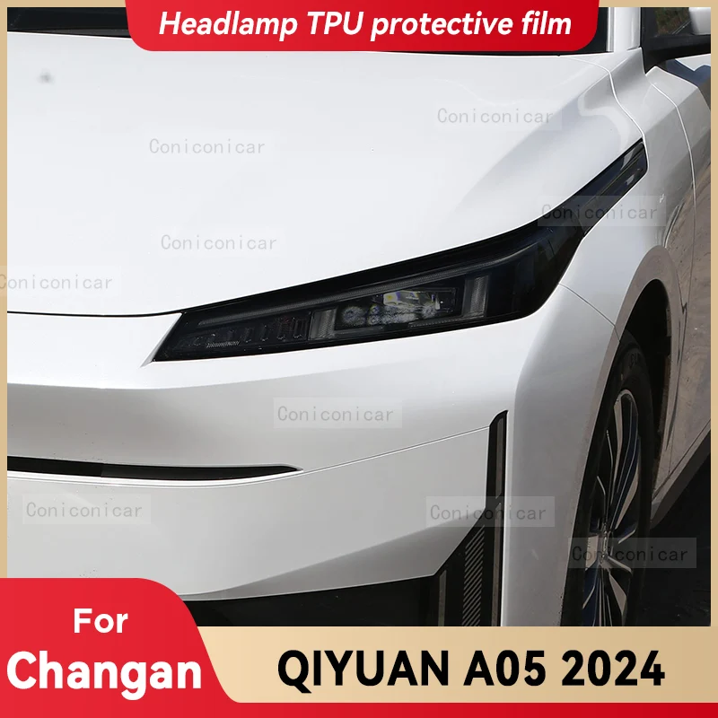 

For Changan QIYUAN A05 2024 Car Headlight Smoked Black TPU Protective Film Front Light Tint Change Color Sticker Accessories
