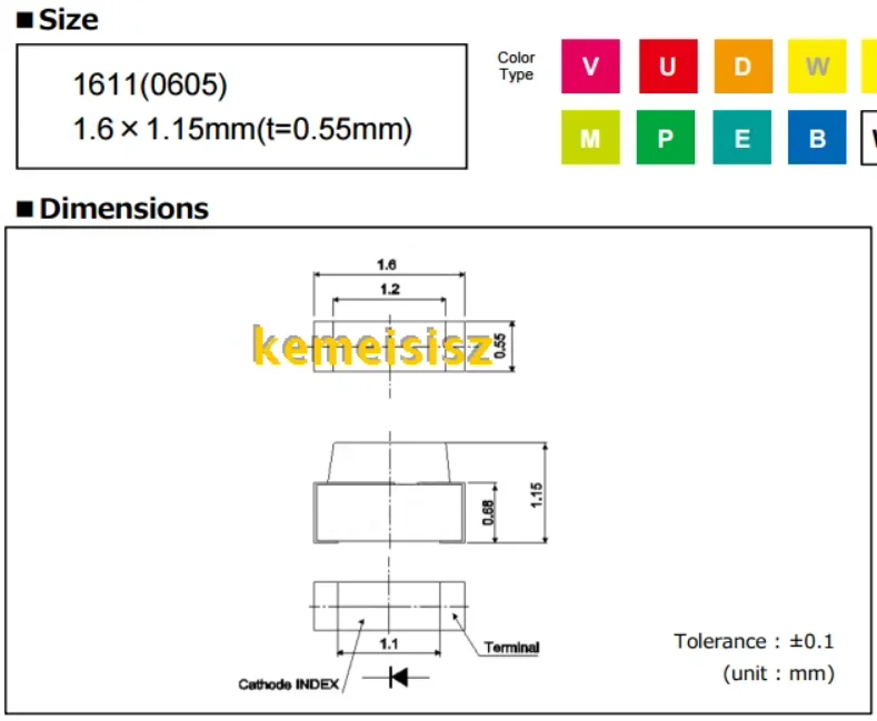 SML-A1258TT86 photodiode 0603 side orange high brightness LED light