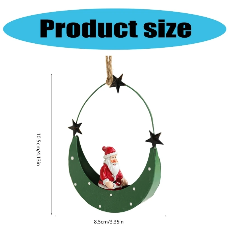 Durable Iron Craft Christmas Hangings Christmas Moon Boat Iron Hanging Decoration Unique Pendant for Home and Office