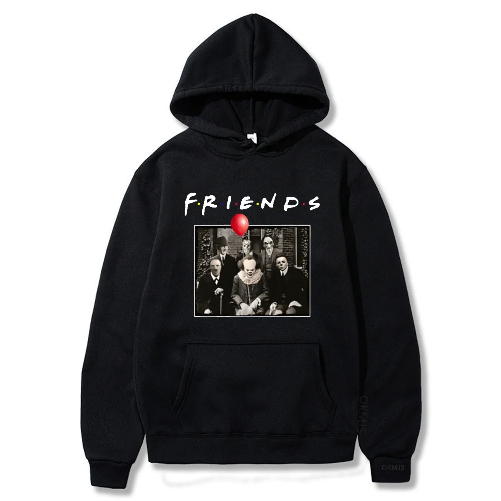 Horror Friends Men Hoodie Pennywise Michael Myers Jason Hallowee Printed Long Sleeve Pullover Hoodie Men Clothing