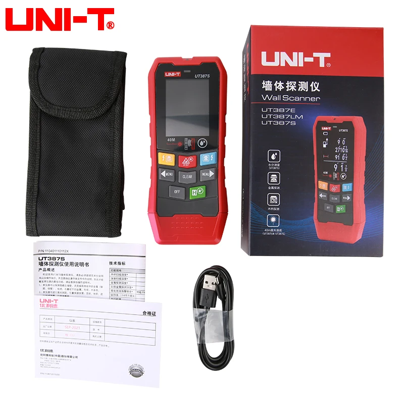 UNI-T 4 IN 1 Multifunctional Metal Detector UT387LM Wall Scanners Rangefinder Wood AC Voltage Live Wire Stud Finder Meter Tester