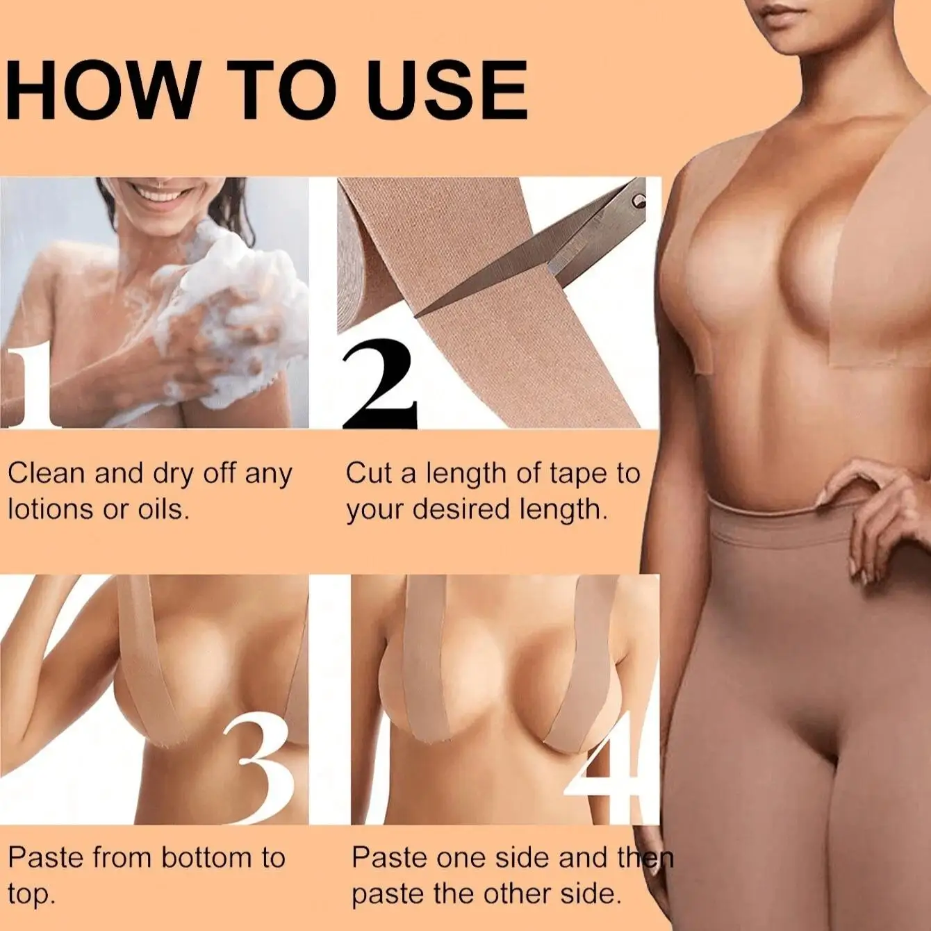 Plus Size Sticky Push Up Straps, One-Time Elastic Bra Strap, Summer Invisible Side Cover, Casual Festival Harvest Style image 3