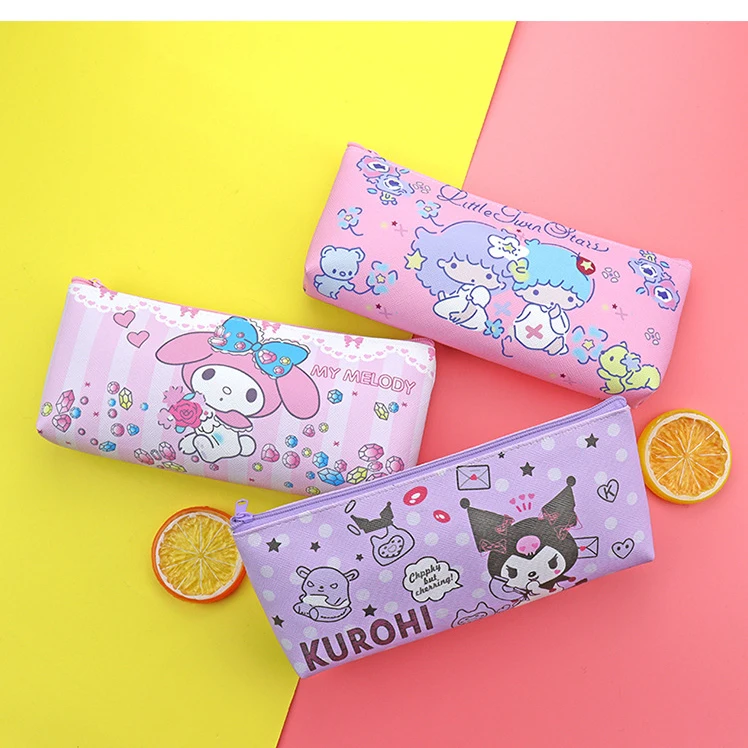 Imagem -02 - Estojo de Lápis Sanrio para Estudante Melody Hello Kitty Kuromi Cinnamoroll Bolsa de Caneta Papelaria Kawaii Material Escolar