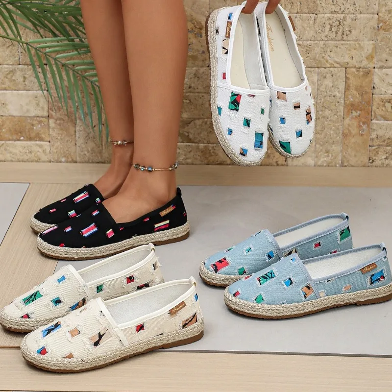 Spring and Autumn Women's Vintage Comfortable Casual Single Shoes New Women Lightweight Color Blocking Fashionable Low Top Shoes