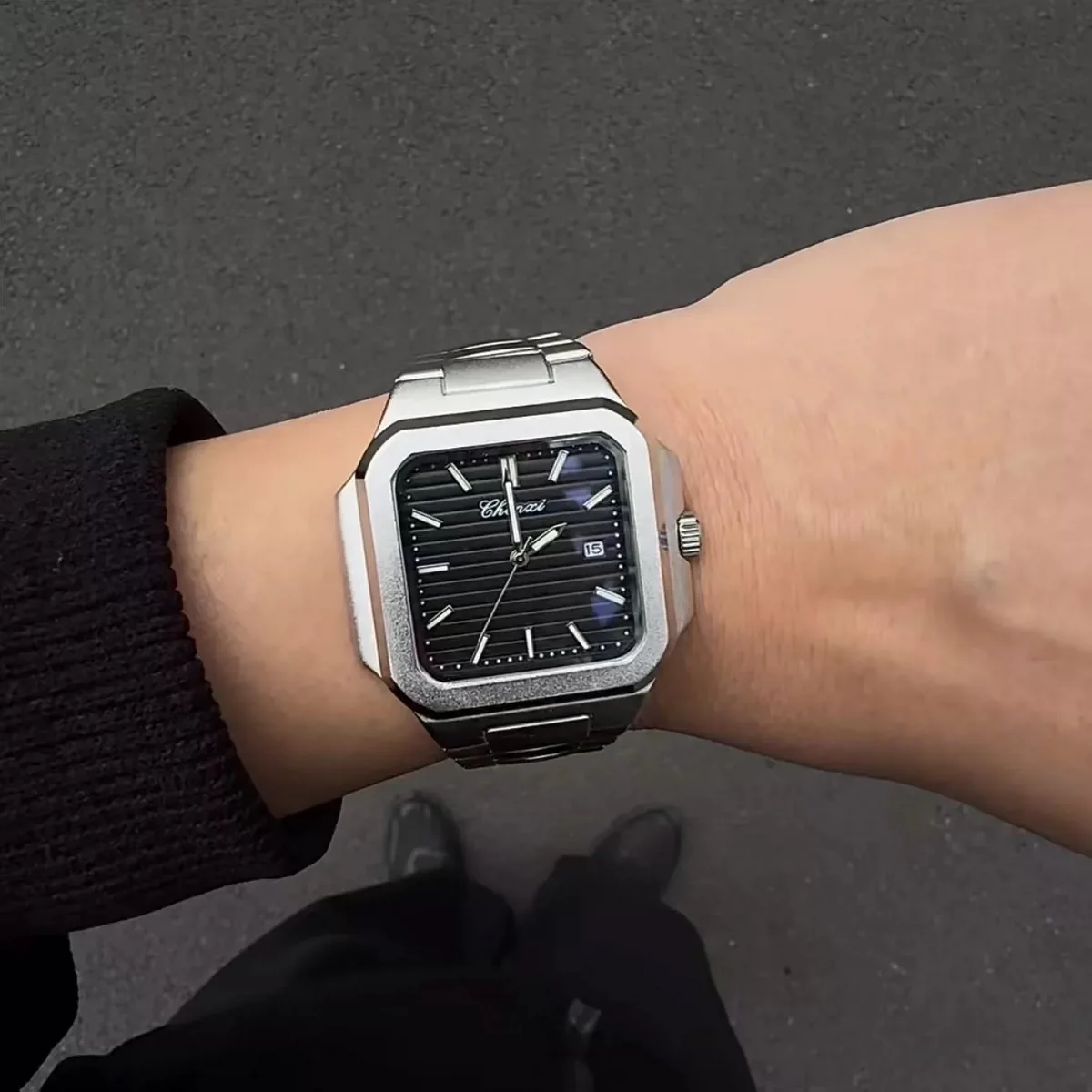 NUEVO 2025 CHENXI Relojes de marca de lujo de negocios informales para hombre Reloj de acero inoxidable con calendario luminoso de cuarzo con esfera cuadrada grande