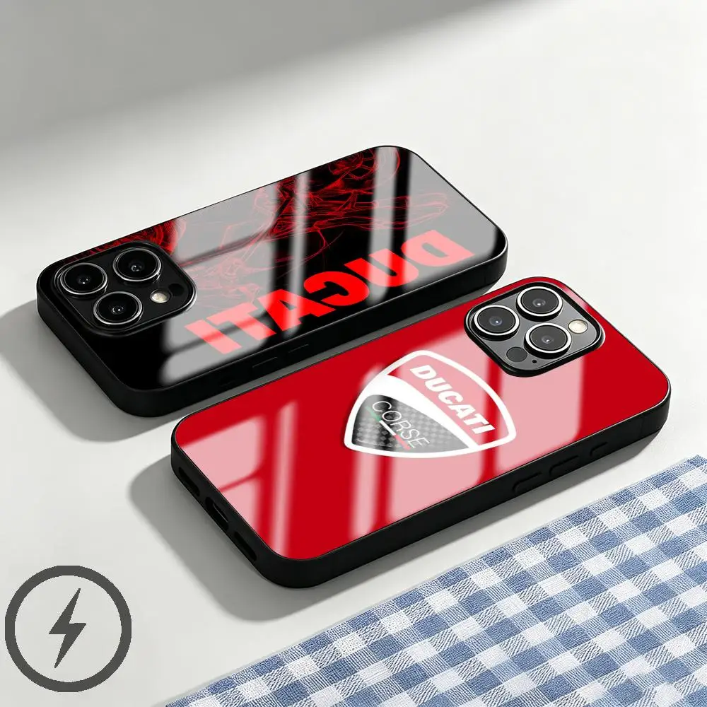 Image of Coole D-Ducaties-I Handyhülle für iPhone 17 16 15 14 13 12 11 X XR XS 8 Plus Mini Pro Max Glas Magnetische Handyhülle