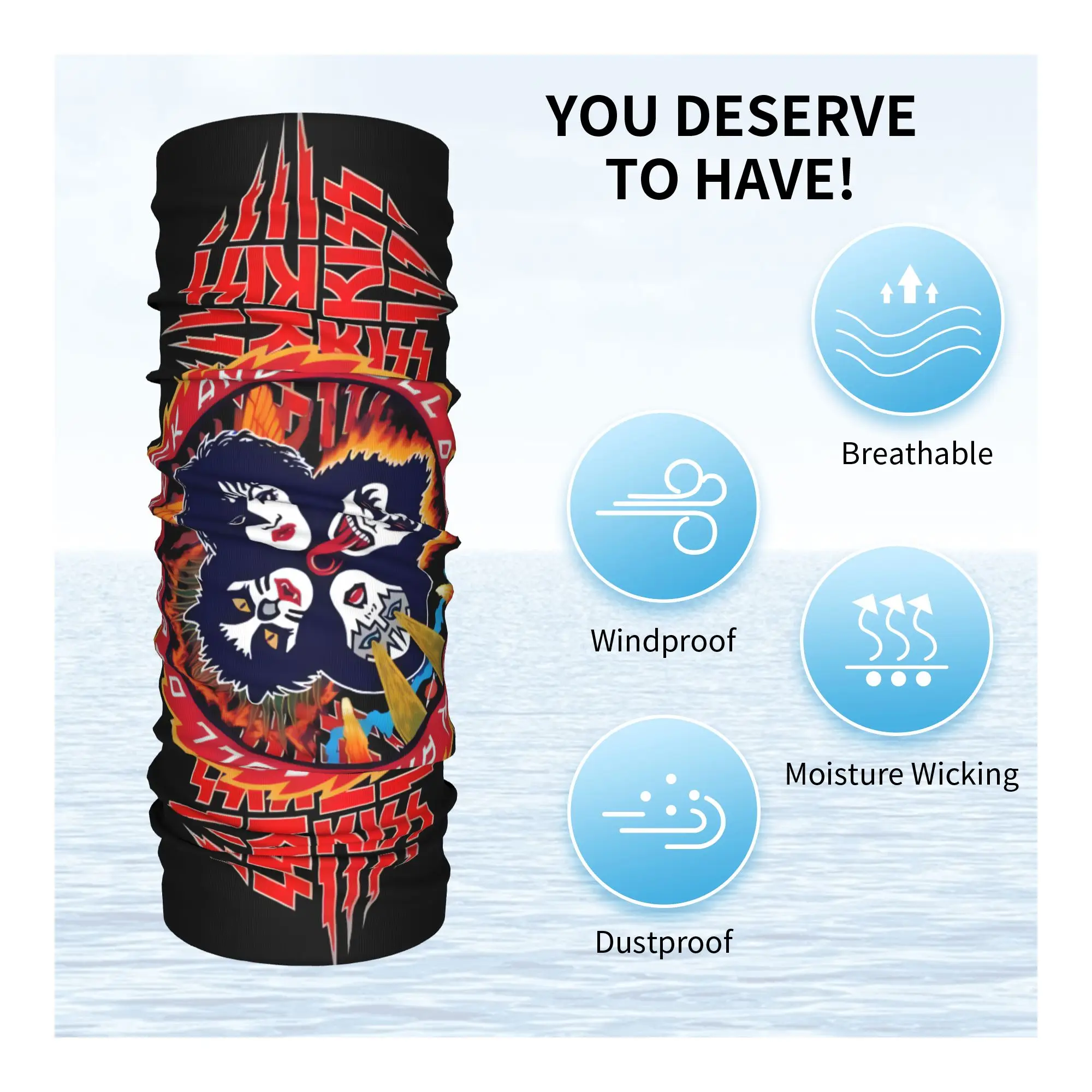 مخصص ريترو روك K-قبلات روك باندانا الرقبة أدفأ النساء الرجال الشتاء التزلج وشاح أنبوبي الجراب خمر واقي الوجه