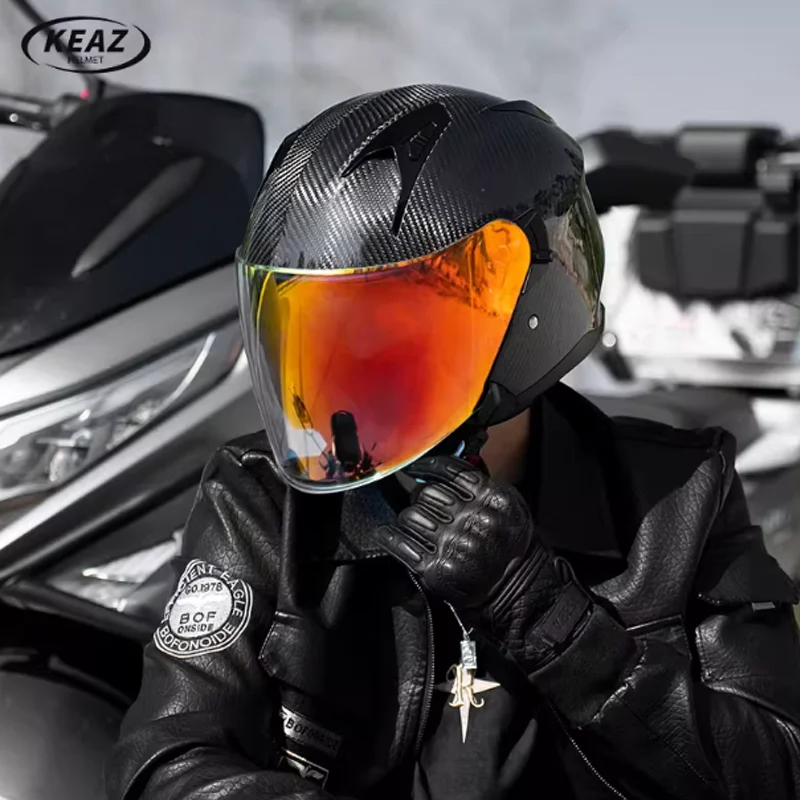 Premium Top-Tier High-Strength Carbon Fiber Open Face Helmet DOT ECE Certified with Ultimate Impact Protection and Comfort Liner