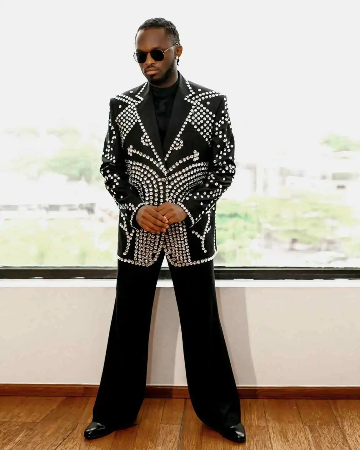 Luxurious Diamonds Men Suits Set 2 Piece Blazer Pant One Button Notch Collar Wedding Groom Tuxedo Customized Trajes Para Hombre