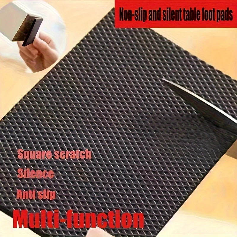 2pcs/set of Efficient and Reliable Free-cut Black Rubber Furniture Pads- Self-adhesive, Scratch-resistant and Noise-reducing,