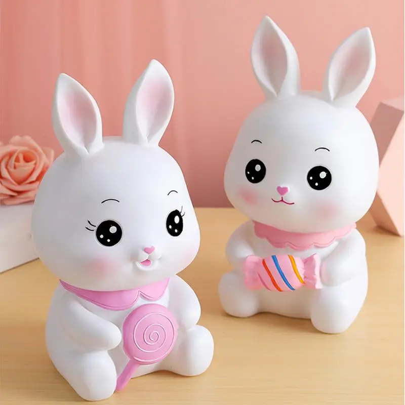 Rabbit Coin Bank Shatterproof Bunny Money Bank Shatterproof Cartoon Rabbit Banks Kids Bunny Saving Money Jar Animal Figurine For