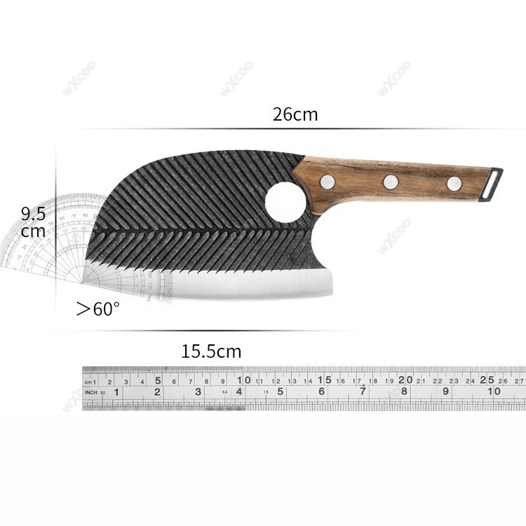 Stainless Steel Kitchen Knife Hand Forged Hammered Chef's Knife Cleaver Fish Bone Splitting Slicing Knife with Sheath