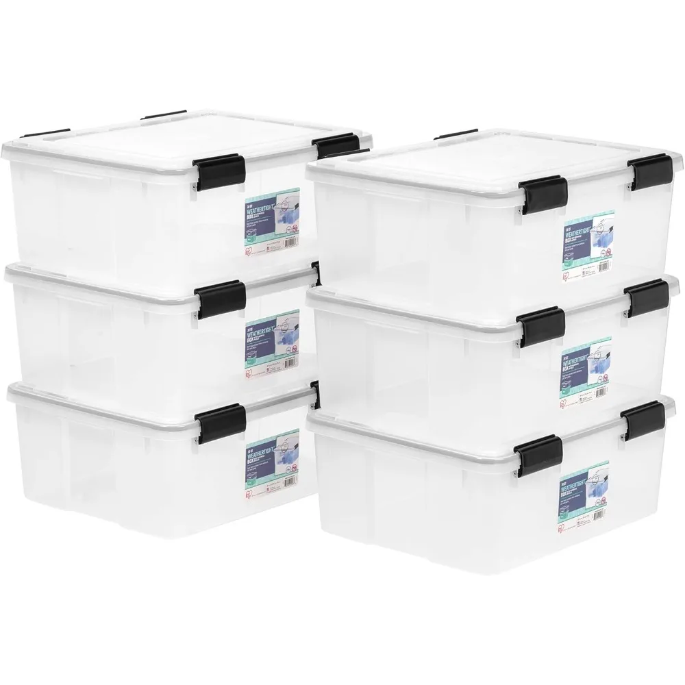 

IRIS USA 31 Qt Storage Box with Gasket Seal Lid, 6 Pack - BPA-Free, Made in USA - Heavy Duty Moving Containers with Tight Latch,