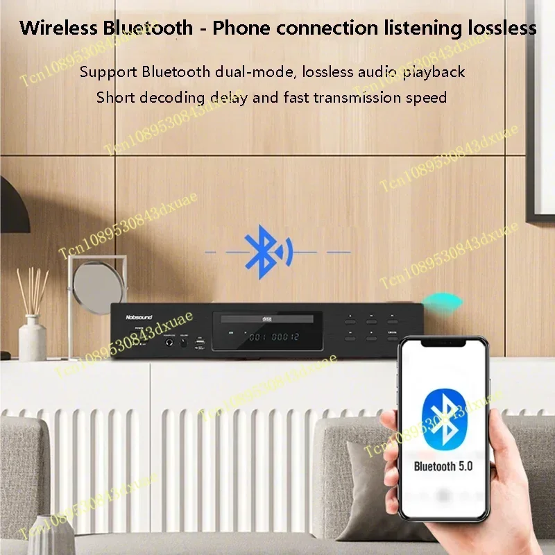مشغل أقراص مضغوطة HIFI احترافي، Audiophile Home Bluetooth 5.0 Music USB مشغل الصوت الرقمي يدعم تنسيق CD-DA مضخم الأذن المدمج