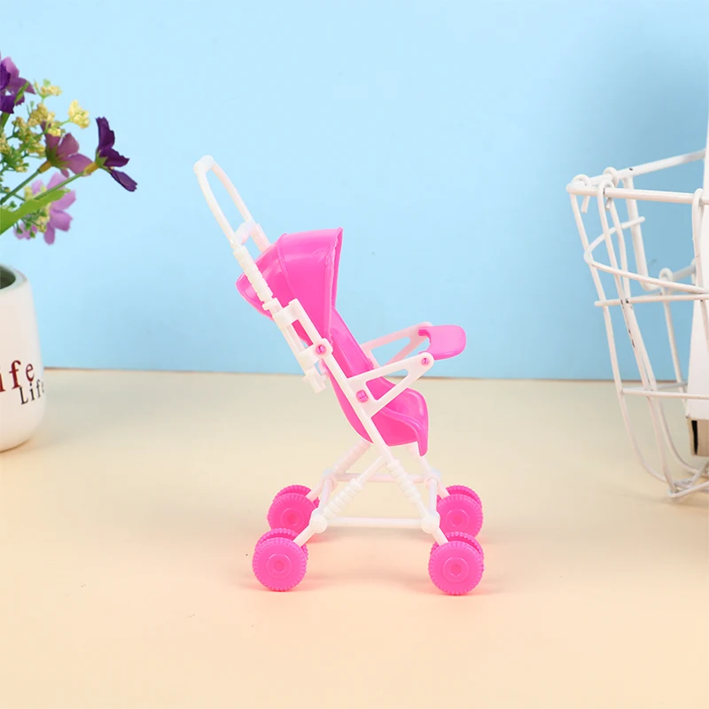 1PC Doll house scene decorations 12cm doll baby cradle cart accessories doll simulation cart
