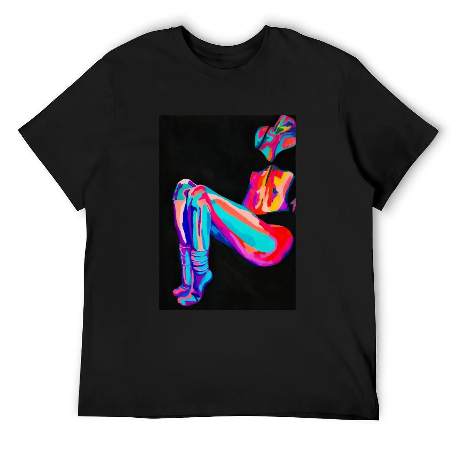 Colourful infrared thermal effect woman sitting down T-Shirt blanks vintage t shirts for a boy mens t shirts pack