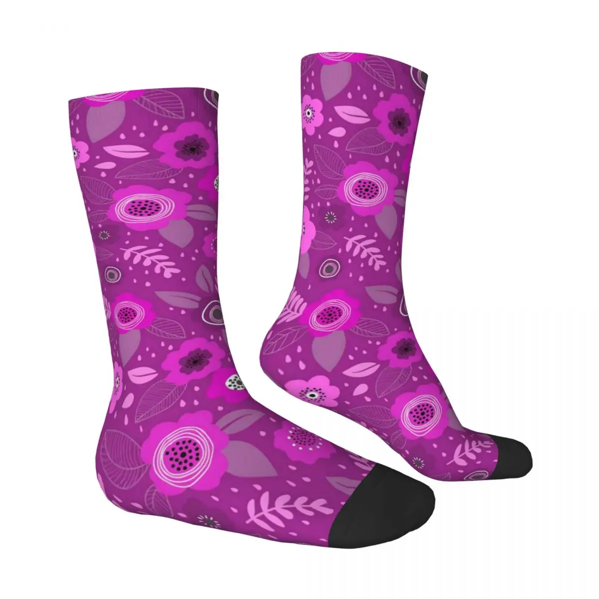 Elegant Ditsy Floral Stockings Women Purple Flowers Socks High Quality Harajuku Socks Winter Cycling Anti Skid Design Socks Gift