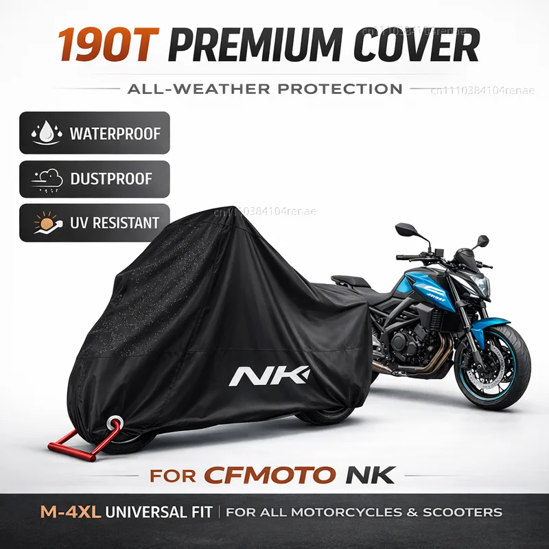 

For CFMOTO 450NK 675NK 800NK 125NK NK 675 NK 450 NK 800 190T Motorcycle Cover Waterproof Dustproof UV Protection All Season