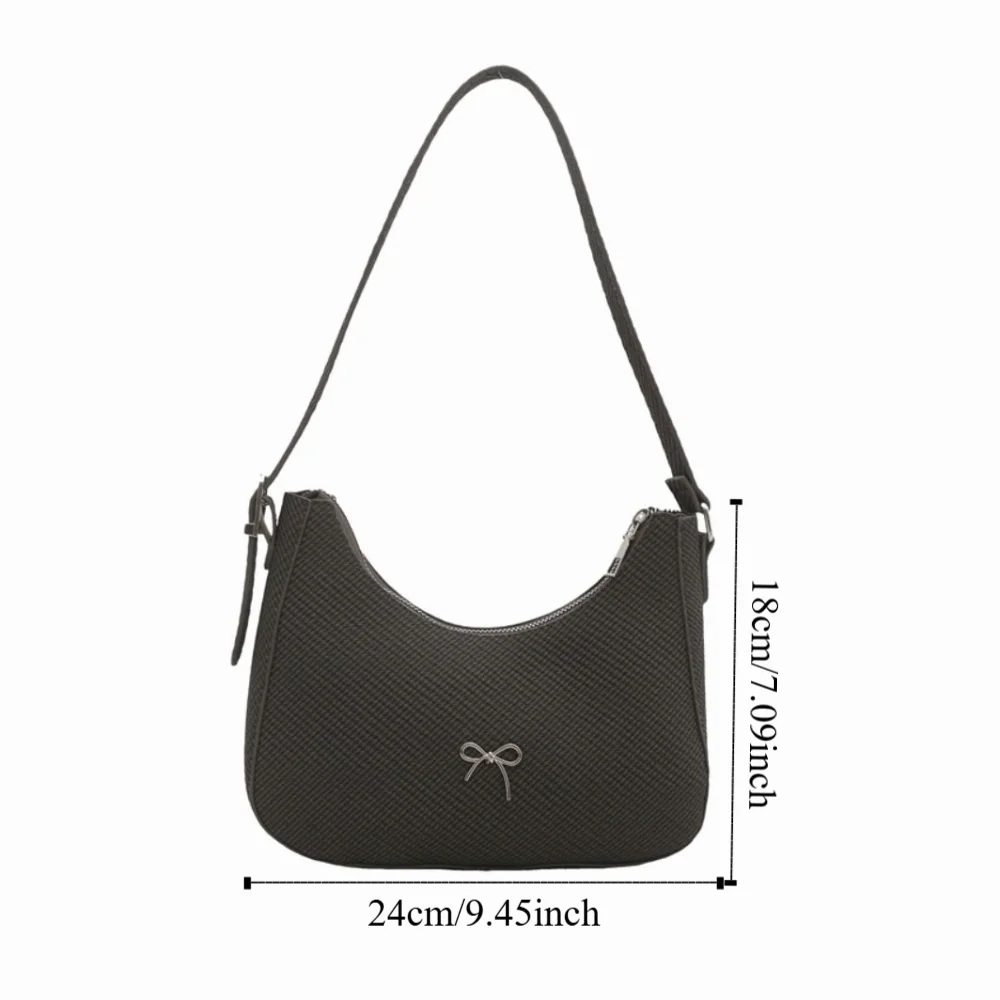 한국 스타일 PU 가죽 신상 디자인 언더암 백 대용량 스윗 보우노트 암핏 백 Y2K 핸드백 여성 숄더백