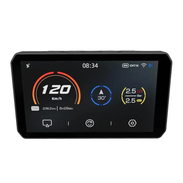 

CHIGEE Aio-5play: 2 камеры, 5-дюймовый портативный сенсорный экран, навигация, Carplay, управление с руля мотоцикла