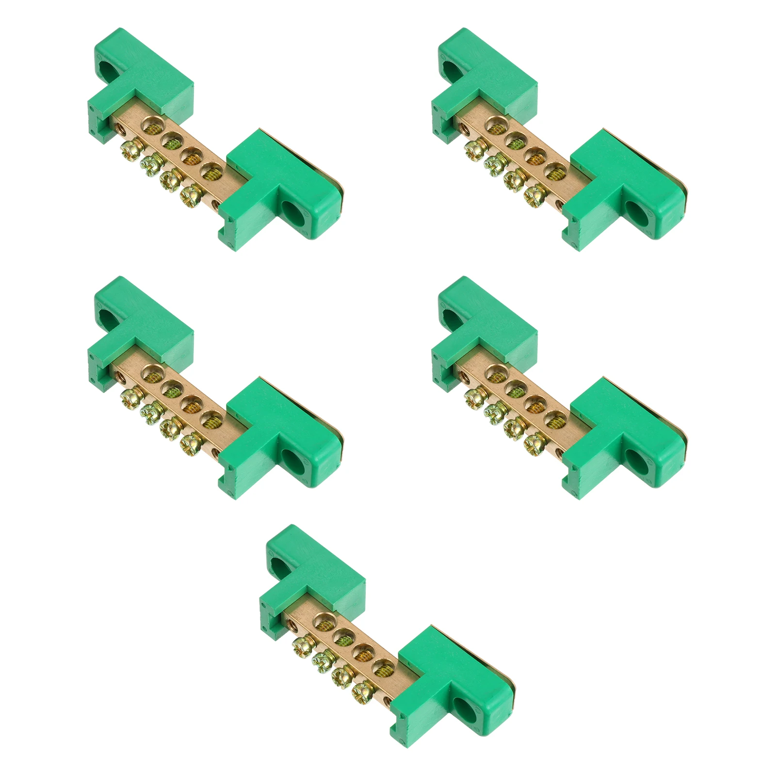 

5pcs Terminal Block Connector Brass Conductive Flame Retardant Plastic Shell Screw Terminal Grounding Strip Busbar
