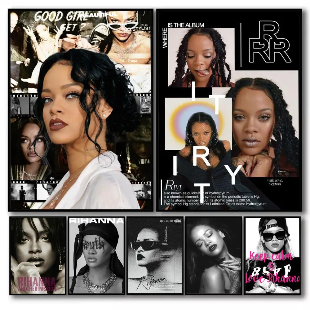 Singer R-Rihanna Painting Calligraphy Canvas Poster Art for Bedroom Living Room Home Decor Wall Decoration Decals Gift