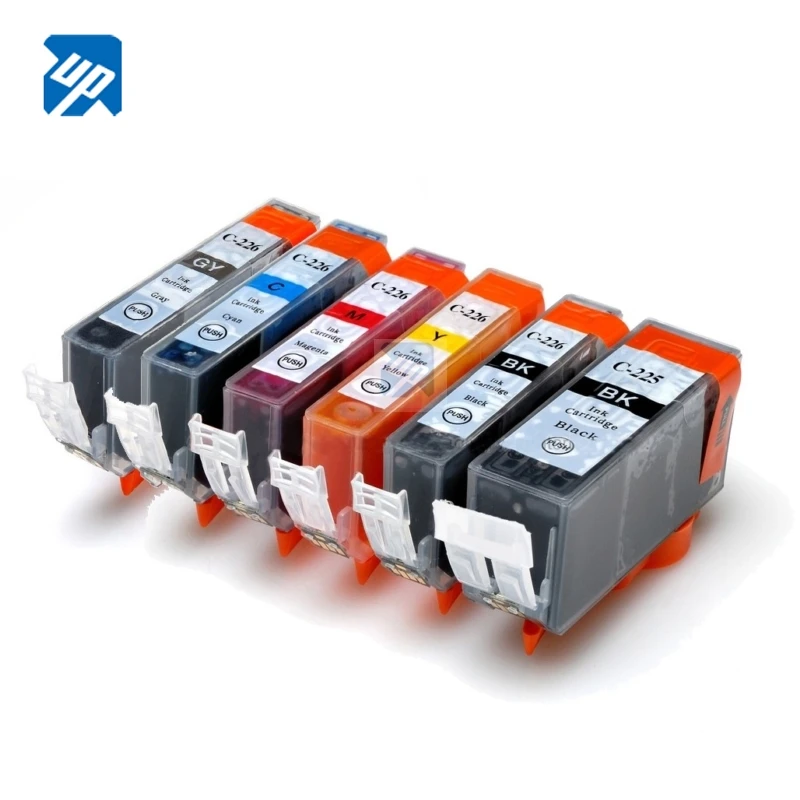 6 X ink cartridge For Canon PIXMA MG6120 MG6220 MG8220 MG8120 MG8120B  printer full ink PGI 225 CLI 226 GY