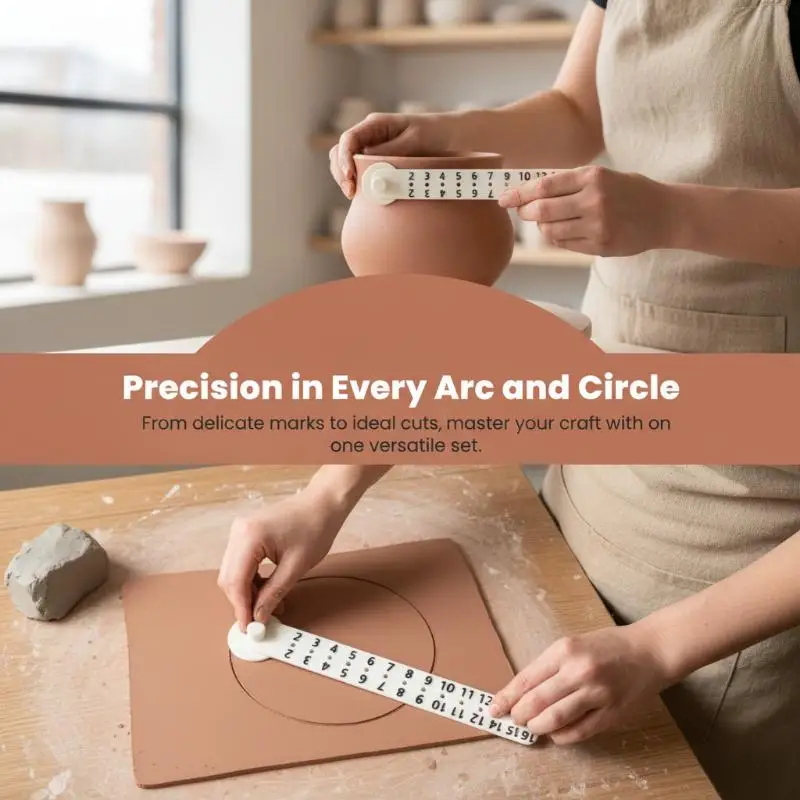 Pottery Clay Circular Cutting Ruler Flexible Perforated Divider Wear Resistant Clay Tool for Long Term Pottery Studio Use