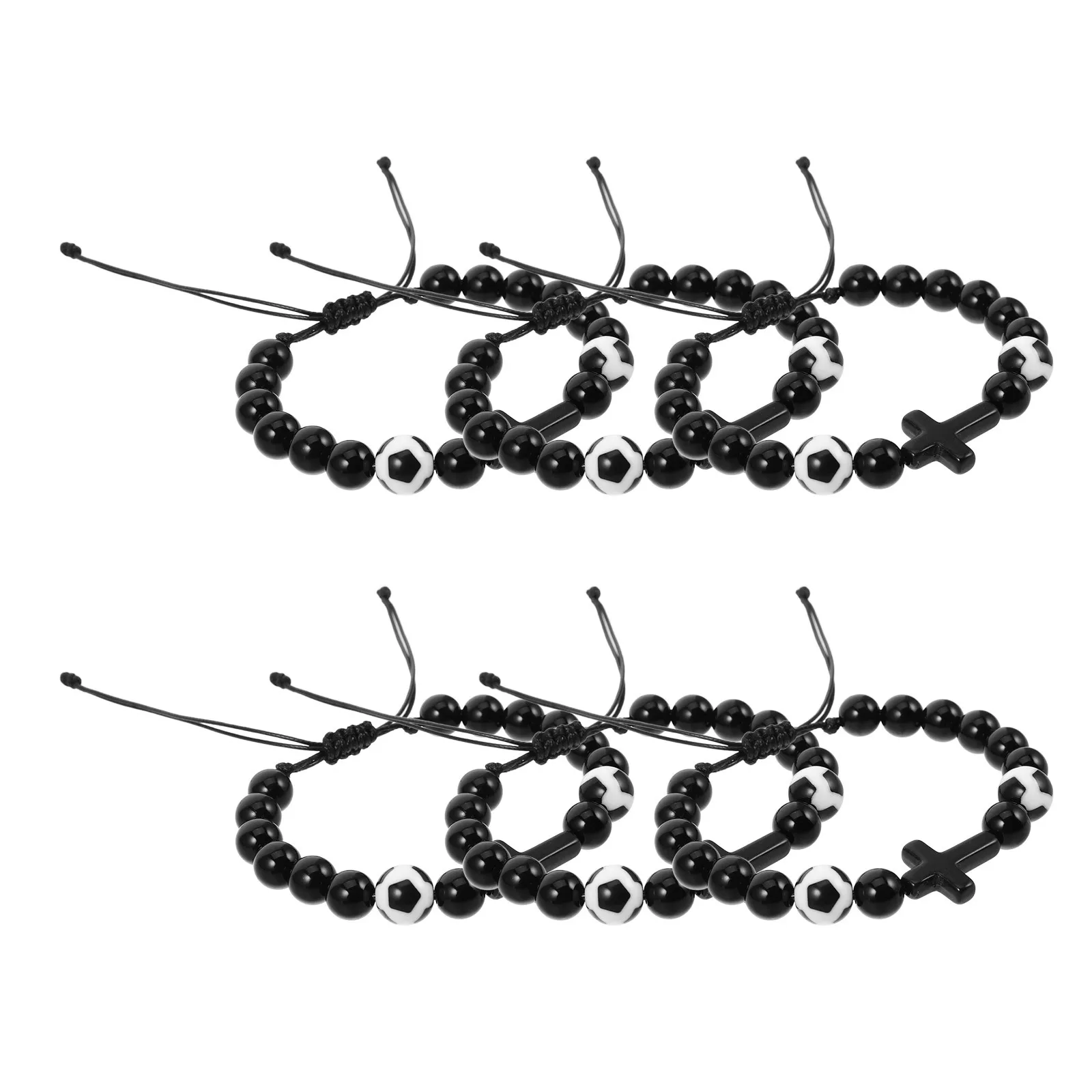 

6Pcs Soccer Ball Cross Adjustable Braided Sports Bracelets Lightweight Comfortable for Birthday Graduation Sports Fans