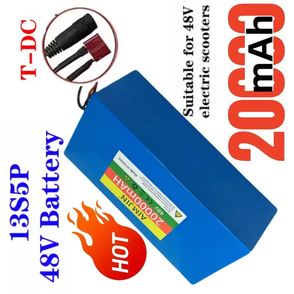 48V 20Ah 18650 Lithium Battery Pack for Electric Vehicle 13S5P Configuration 500-1000W Intelligent BMS Vehicle Power Supply