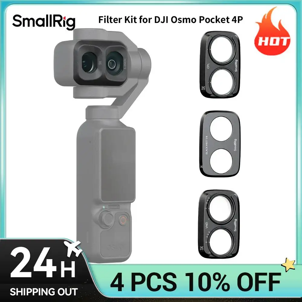 Image of SmallRig 4P Filter-Set für DJI Osmo Pocket 4P mit CPL VND1-5 Filter 1/4 Schwarzer Diffusionsfilter Reinigungstuch 6649