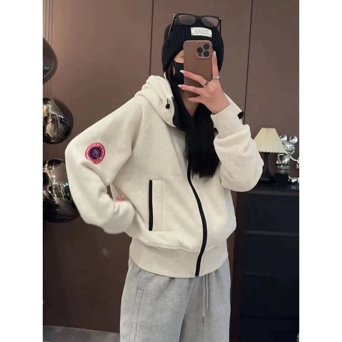 Retro Niche Badge Hooded Casual Jacket for Women 2024 Autumn New Cardigan Couple Student Jacket Trend