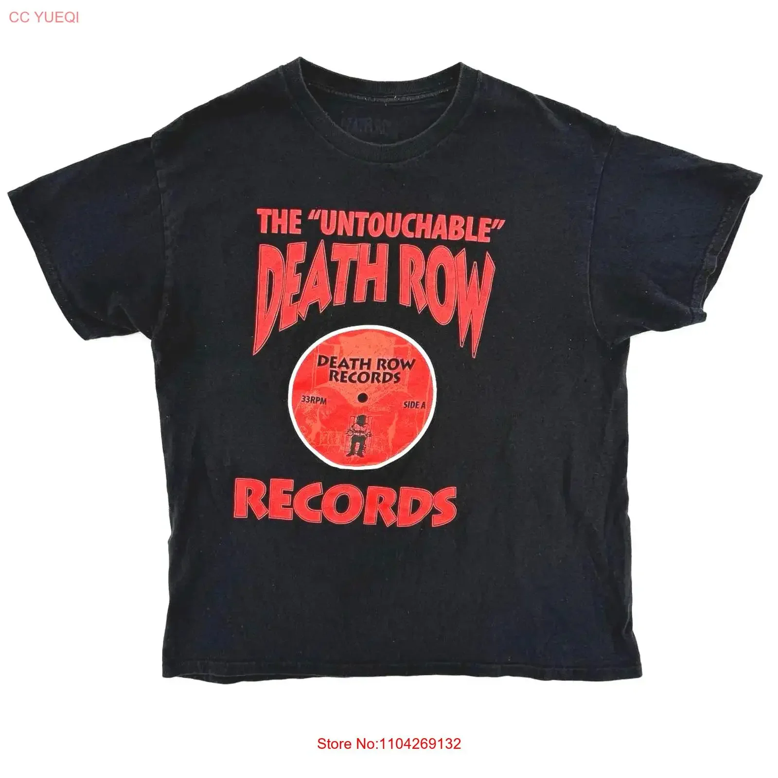 Death Row Records The Untouchable Rap T Shirt Black Sz L vintage Washed Stretched streetwear graphic Casual Versatile