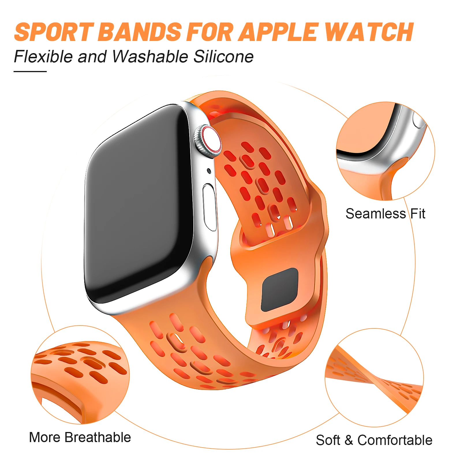 Sport Silicone For Apple watch Strap 44mm 45mm 49mm 40mm 41mm 38mm 45 mm correa bracelet iwatch Series 9 8 7 6 5 SE Ultra 2 band