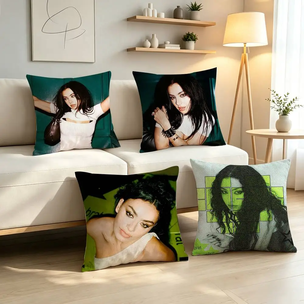 BRAT C-Charli XCX Pillow Case Pattern Printed Pillowcase For Living Room Sofa Cushion Cover