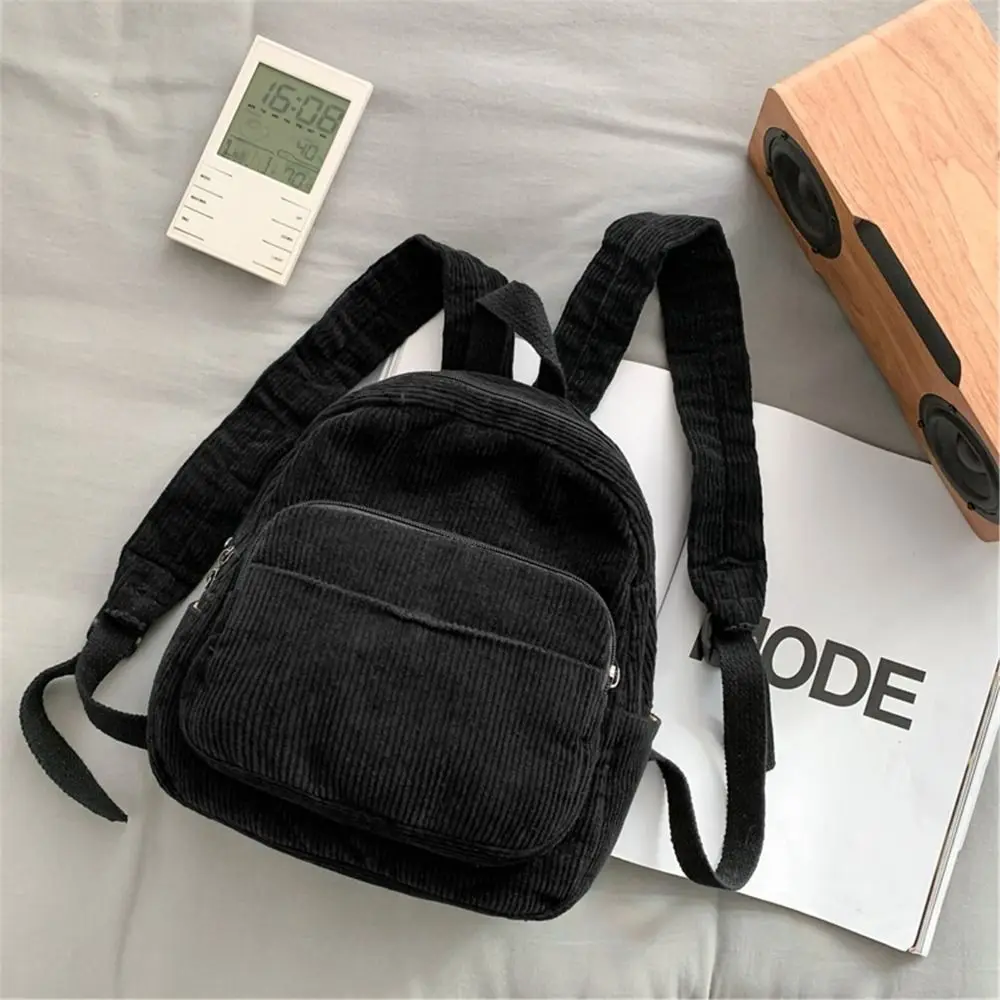 Casual Small Backpacks Aesthetic Corduroy Mini Backpack Purse Japanese Style Travel Roomly Double Shoulder Bags