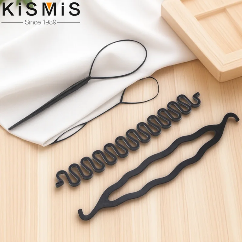 

1 Set(4Pcs) Hair Curler Braided Hair Curling Tool Hair Pulling Pin Sponge Bar Double Hook Hair Curling Device