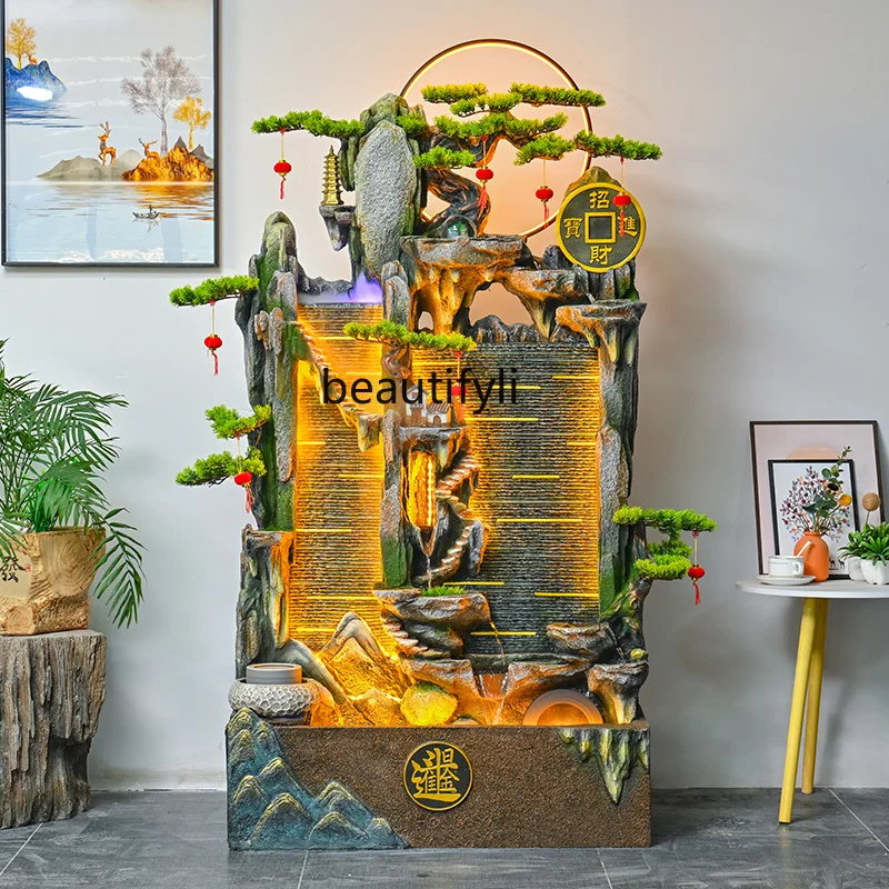 

Water curtain wall fountain water landscape alpine flowing ornament circulating water courtyard new Chinese decoration