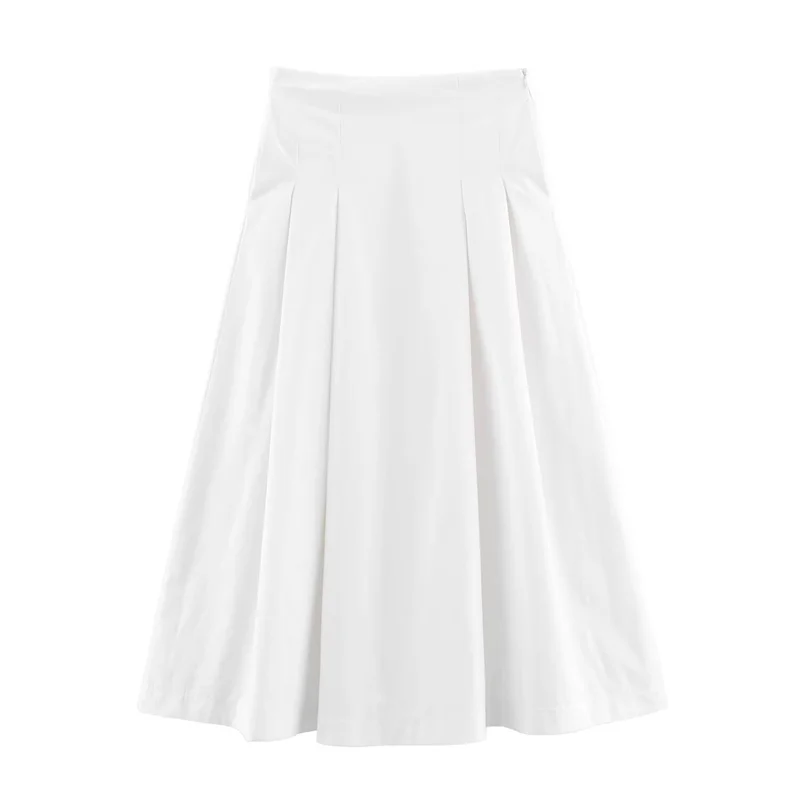 

Women's Skirt New Summer 2025 White Pleated Midi Skirt A hem looks thin Casual and versatile Personality and fashion