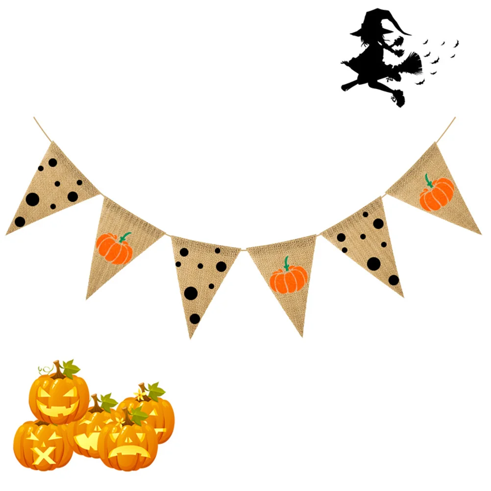 

2 Sets Pennant Pumpkin and Melon Flag Banner Halloween Decorations Indoor Hanging